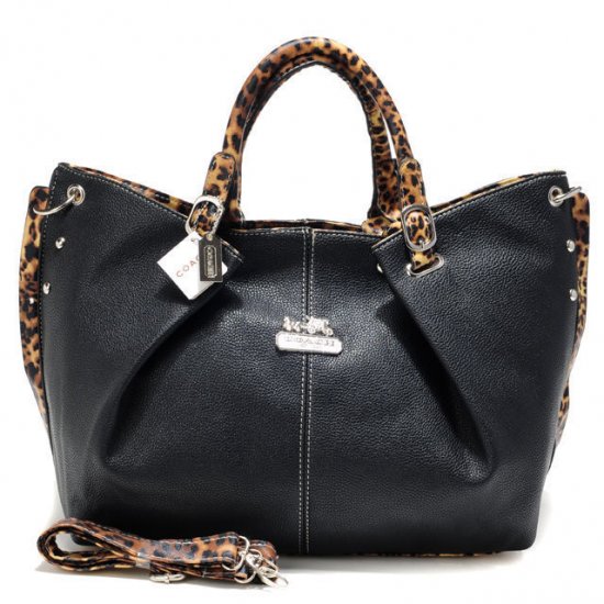 Coach Madison Leopard Large Black Satchels ACN - Click Image to Close